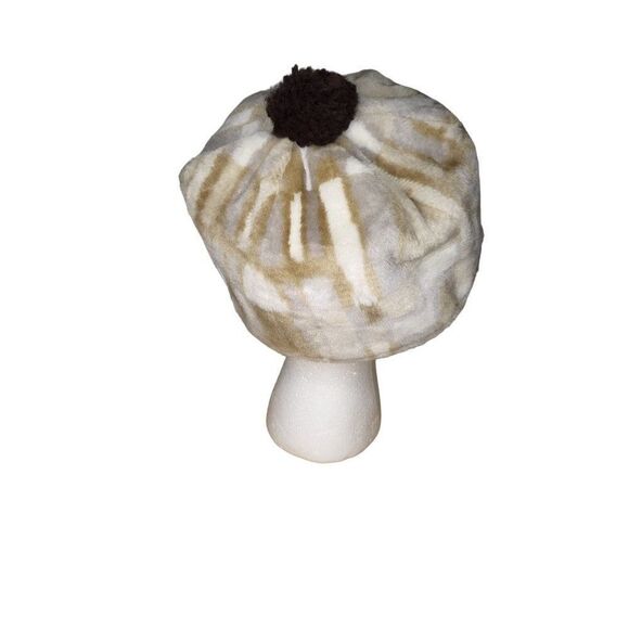 Newsboy Brown Fuzzy Made In USA Heavy Duty Sz 7 1/4‎ Fitted Hat Women - Picture 3 of 6